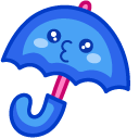 Cute Pink Leaf and Blue Umbrella