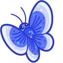 Kawaii Blue Butterfly and Fish
