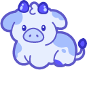 Kawaii Blueberry Cow and Blueberries