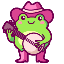 Kawaii Cowboy Frog with Lasso and Banjo