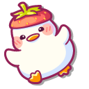 Kawaii Duck with Strawberry Hat and Flower Collar
