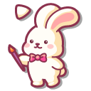 Kawaii Easter Bunny Painting an Egg