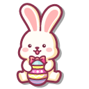 Kawaii Easter Bunny Painting an Egg