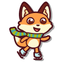 Kawaii Fox with Hot Cocoa and on Ice Skates