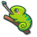 Kawaii Green Chameleon on a Branch