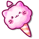 Kawaii Pink Cat Cotton Candy and Cat Cupcake