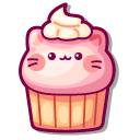 Kawaii Pink Cat Cotton Candy and Cat Cupcake
