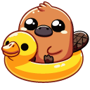 Kawaii Platypus with a Fly Agaric Hat and a Swim Ring