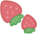 Kawaii Strawberry Cow and Strawberries