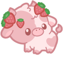 Kawaii Strawberry Cow and Strawberries