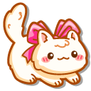 Kawaii White Cat with a Pink Bow