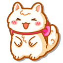 Kawaii White Cat with a Pink Bow
