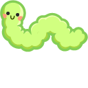 Kawaii Worm and Apple