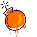 Graffiti Orange Bomb and Purple Skull