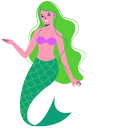 Mermaid and Green Fish