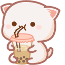 Cute Mochi Mochi Peach Cat and Bubble Tea