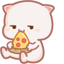 Cute Mochi Mochi Peach Cat and Pizza