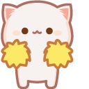 Cute Mochi Mochi Peach Cat with Pompoms