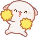Cute Mochi Mochi Peach Cat with Pompoms