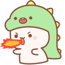 Kawaii Mochi Mochi Peach Cat in Dinosaur Costume