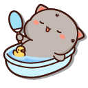 Mochi Mochi Goma Cat Taking a Bath with a Rubber Duck