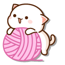Mochi Mochi Peach Cat and a Pink Yarn Ball