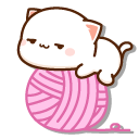 Mochi Mochi Peach Cat and a Pink Yarn Ball