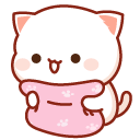 Mochi Mochi Peach Cat and Pink Pillow