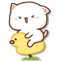 Mochi Mochi Peach Cat on a Duck Spring Rider