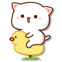 Mochi Mochi Peach Cat on a Duck Spring Rider