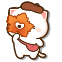 Mochi Mochi Peach Cat with Autumn Leaves