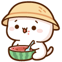 Mochi Mochi Peach Cat with Watermelon