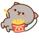 Mochi Mochi Peach Cats Goma Eating Fries