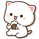 Mochi Mochi Peach Cats Peach and Goma Eating Onigiri