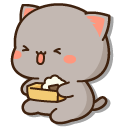 Mochi Mochi Peach Cats Peach and Goma Eating Onigiri