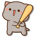Mochi Mochi Peach Cats Peach and Goma Playing Baseball
