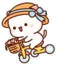 Mochi Mochi Peach Cats Peach on a Bike and Goma with Flowers