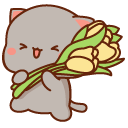 Mochi Mochi Peach Cats Peach on a Bike and Goma with Flowers