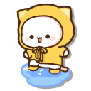 Mochi Mochi Peach in a Raincoat and Goma with an Umbrella