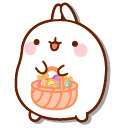 Molang and a Basket of Easter Eggs