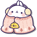 Molang and Piu Piu with Blanket and Lantern