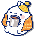 Molang and Piu Piu with Hot Cocoa and Corn