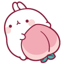 Molang Playing with a Peach