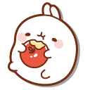 Molang with an Apple