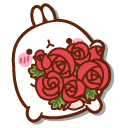 Molang with Heart and Bouquet of Roses