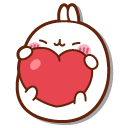 Molang with Heart and Bouquet of Roses