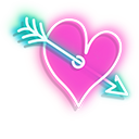 Blue Arrow and Pink Heart with Arrow Neon