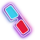 Colorful 3d Glasses and Popcorn Bucket Neon