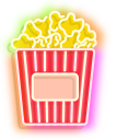 Colorful 3d Glasses and Popcorn Bucket Neon