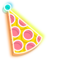 Colorful Party Hat and Balloons Neon